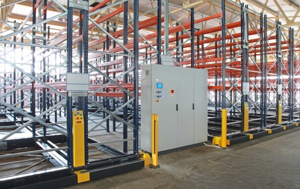 Mobile racking warehouse